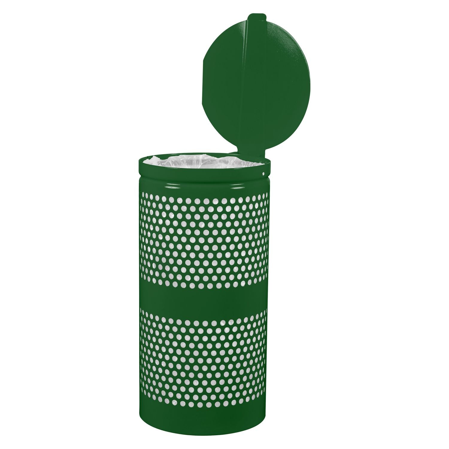 Ex-Cell 10-Gallon Perforated Steel Outdoor Receptacle with Hinged Lid