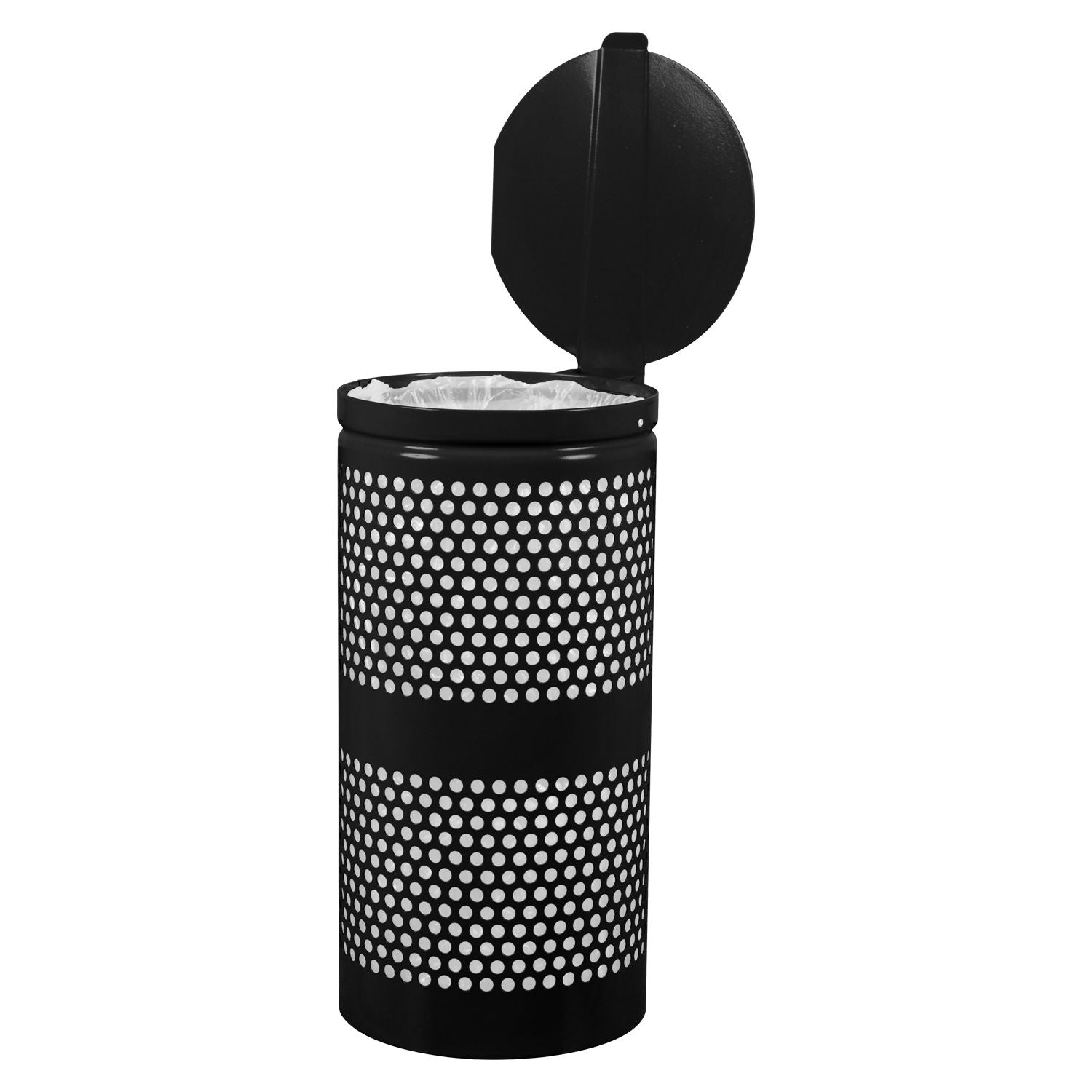 Ex-Cell 10-Gallon Perforated Steel Outdoor Receptacle with Hinged Lid