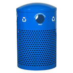 40-Gallon Heavy-Duty Perforated Steel Outdoor Recycling Receptacle – Dome Top