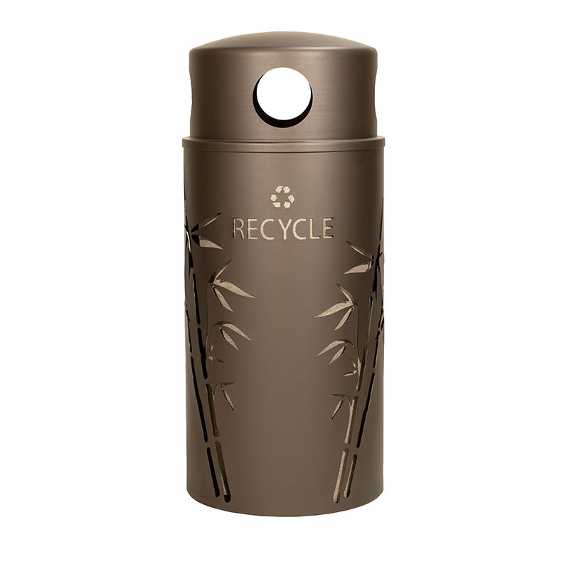 33-Gallon Decorative Steel Outdoor Recycling Receptacle – Bamboo Design