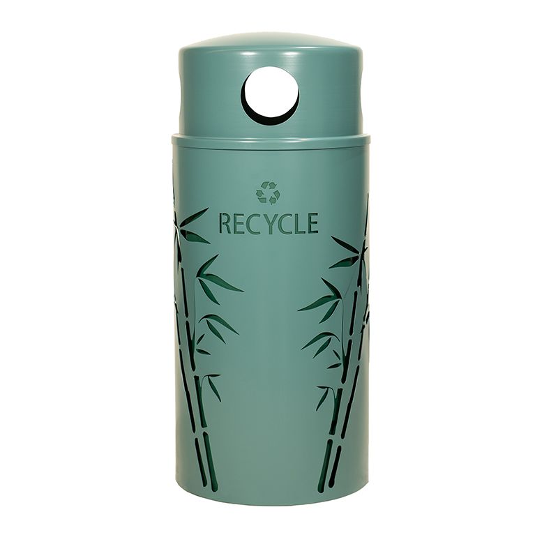 33-Gallon Decorative Steel Outdoor Recycling Receptacle – Bamboo Design