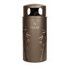 33-Gallon Decorative Steel Outdoor Trash Receptacle – Bamboo Design (Bronze)