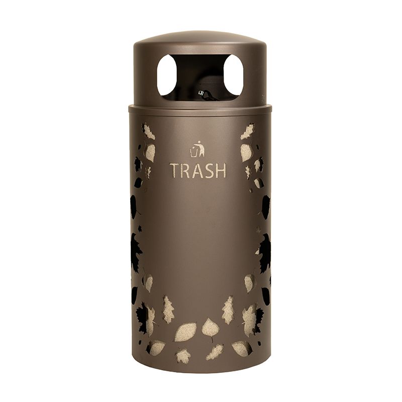 Ex-Cell 33-Gallon Decorative Steel Outdoor Trash Receptacle – Leaf Pattern