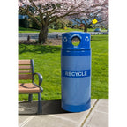 34-Gallon Perforated Steel Outdoor Recycling Receptacle – Dome Top