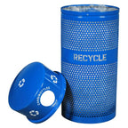 34-Gallon Perforated Steel Outdoor Recycling Receptacle – Dome Top