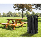 37-Gallon Heavy-Duty Steel Bar Outdoor Trash Receptacle – Funnel Top