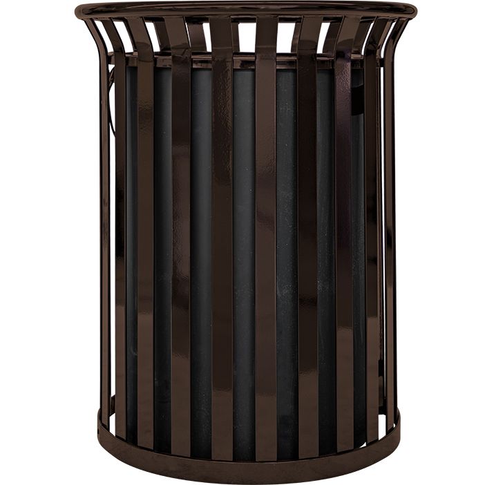 37-Gallon Heavy-Duty Steel Bar Outdoor Trash Receptacle – Funnel Top