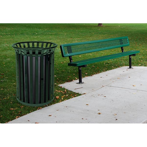 37-Gallon Heavy-Duty Steel Bar Outdoor Trash Receptacle – Funnel Top