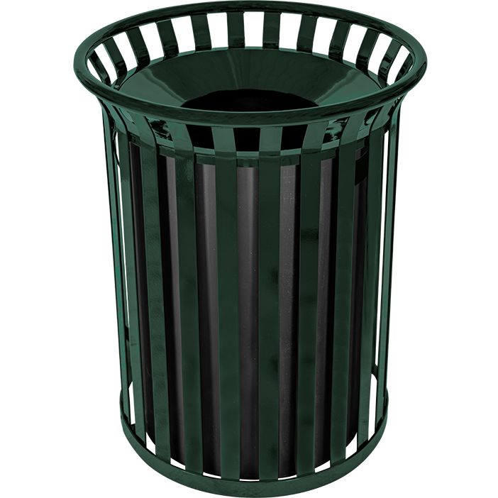 37-Gallon Heavy-Duty Steel Bar Outdoor Trash Receptacle – Funnel Top